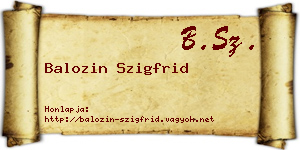 Balozin Szigfrid névjegykártya